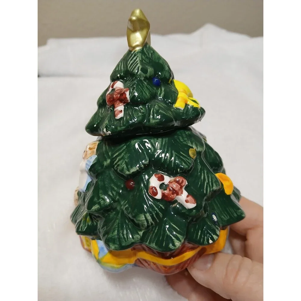 Vtg Mini Christmas Tree Trinket Box 5.5